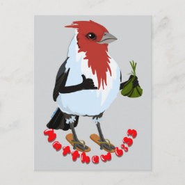 HAWAII RED CRESTED CARDINAL—Bible verse Vykort
