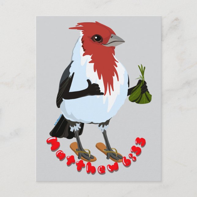 HAWAII RED CRESTED CARDINAL—Bible verse Vykort (Framsida)