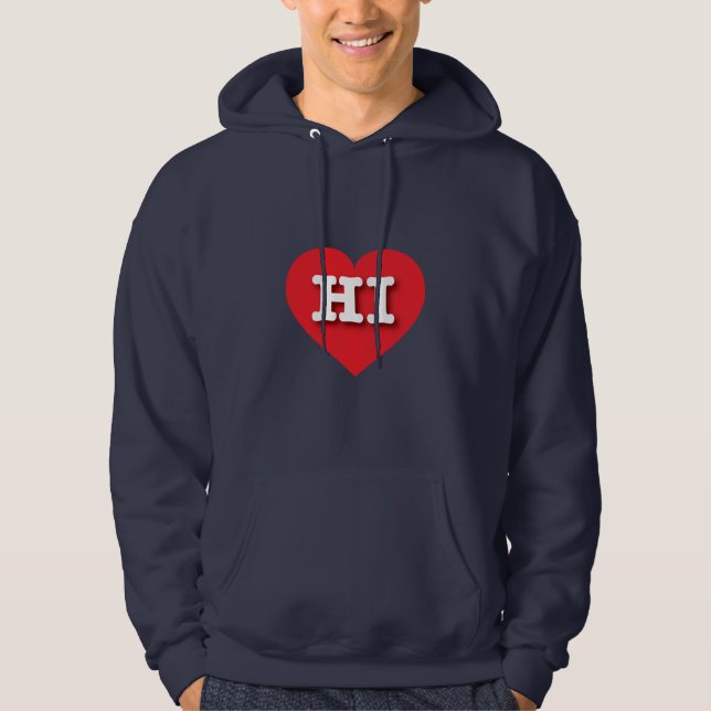 Hawaii Red Heart - I kärlek HI Hoodie (Framsida)
