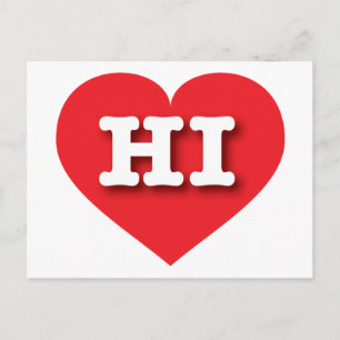 Hawaii Red Heart - I kärlek HI Vykort
