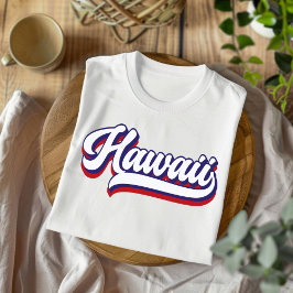 Hawaii Red White och Blue Vintage Script T-Shirt