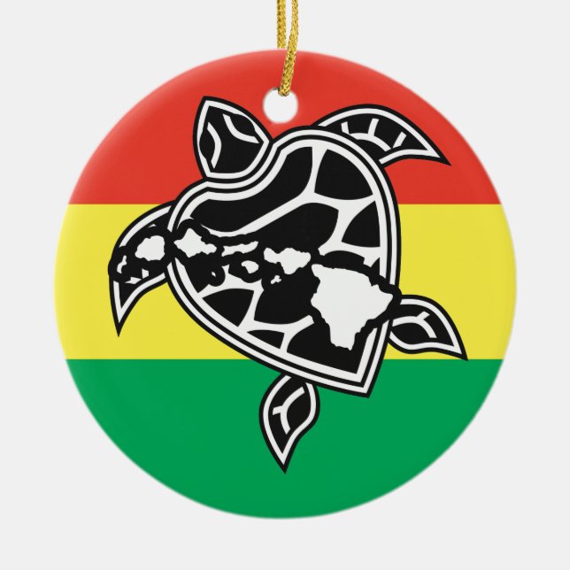 Hawaii Reggae Turtle Julgransprydnad Keramik (Framsidan)