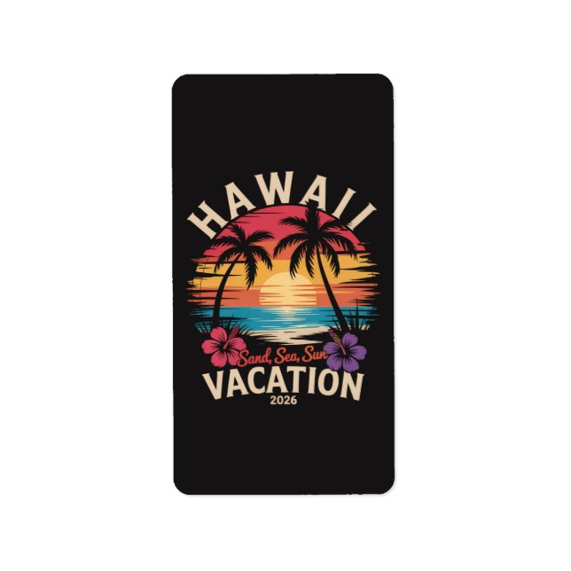 Hawaii-resa 2026 Sommarlov Strand Adressetikett (Framsidan)