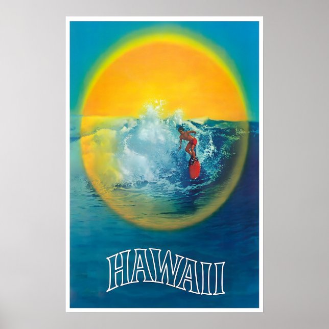 Hawaii Resemålning Affisch Surfing Konst Hawaiians (Framsidan)