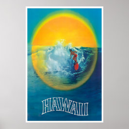 Hawaii Resor Poster Surfing Konst Hawaiianskt Prin