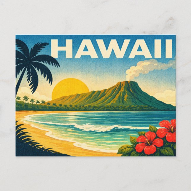 Hawaii Retro Travel Postcard Vykort (Framsida)