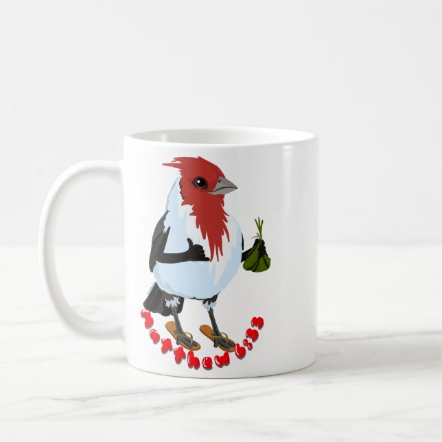 HAWAII RÖD TOPPAD CARDINAL—Bibelsvers Kaffemugg (Vänster)