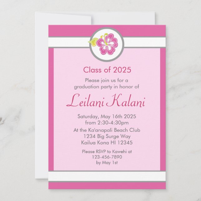 Hawaii-rosa: inbjudan till Hibiscus studenten (Framsida)