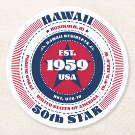 Hawaii Rött vitt blått Typografi Underlägg Papper Rund