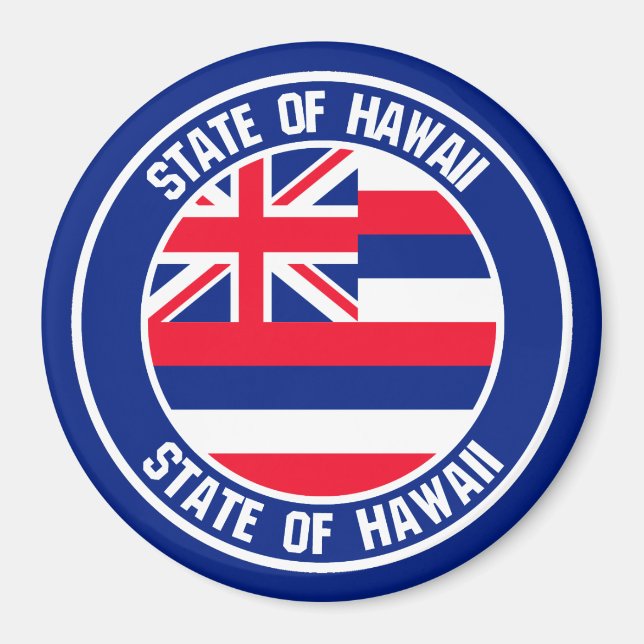 Hawaii Round Emblem Magnet (Framsidan)