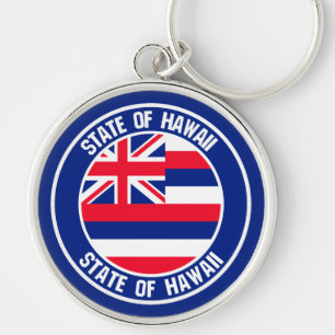 Hawaii Round Emblem Rund Silverfärgad Nyckelring
