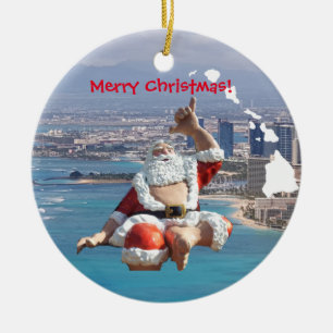 Hawaii Santa och Honolulu Julgransprydnad Keramik