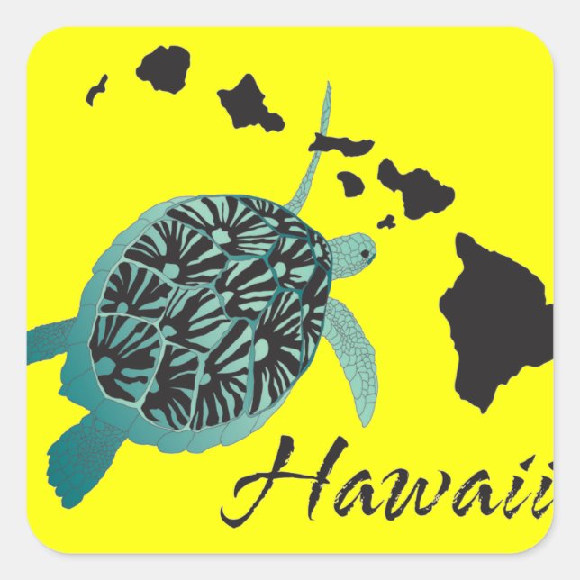 Hawaii Sea Turtle Fyrkantigt Klistermärke (Framsida)