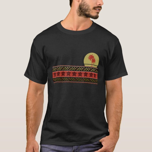 Hawaii Sea Turtle Maori Tribal Nya Zeeland Polynes T Shirt (Framsida)