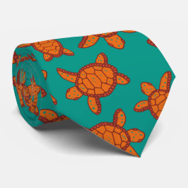 Hawaii Sea Turtle Patterned Blue och Orange Aloha Slips