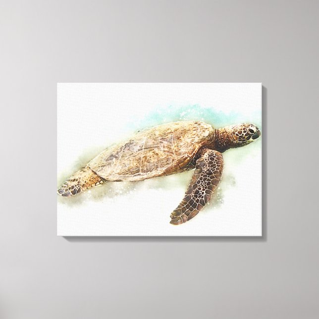 Hawaii Sea Turtle Watercolor Canvastryck (Framsida)