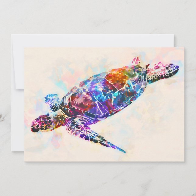 Hawaii Sea Turtle Watercolor Kort (Framsida)