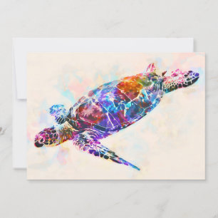 Hawaii Sea Turtle Watercolor Kort