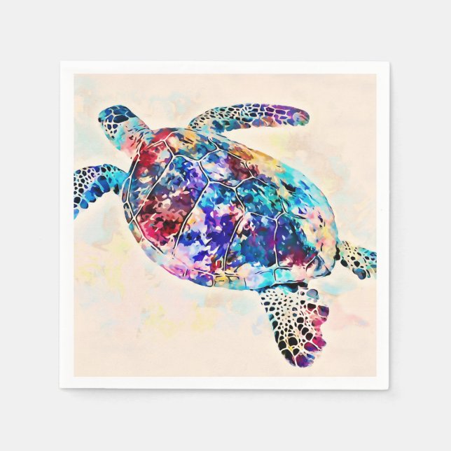 Hawaii Sea Turtle Watercolor Pappersservett (Framsidan)