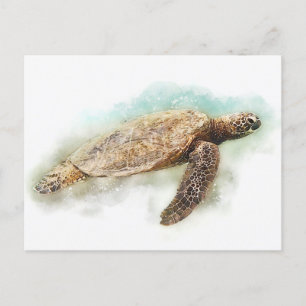 Hawaii Sea Turtle Watercolor Vykort