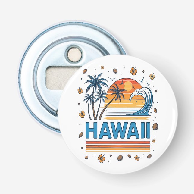 Hawaii Semester Solnedgång 70Tals Strand Flasköppnare (Framsidan)
