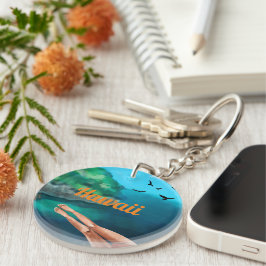 Hawaii-semestergåva som målar dam ben blå havsområ