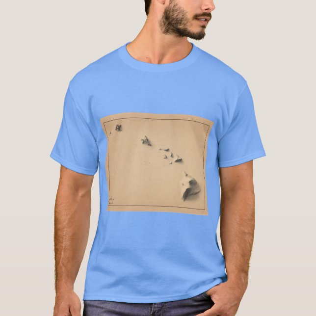 Hawaii Shaded Relief Karta 3D digitalt överlämnat T Shirt (Framsida)