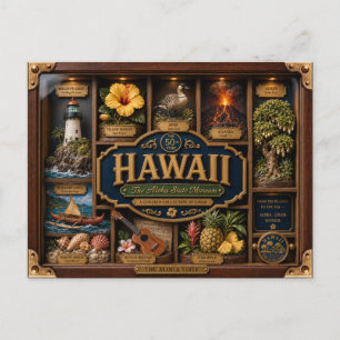 Hawaii Shadow Box 3D Figurin Delstat Vykort