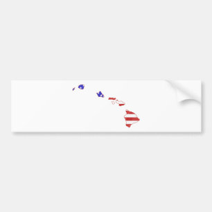 Hawaii Silhouette State Karta Shaped American Flag Bildekal