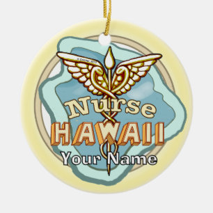 Hawaii Sjuksköterska Caduceus Julgransprydnad Keramik