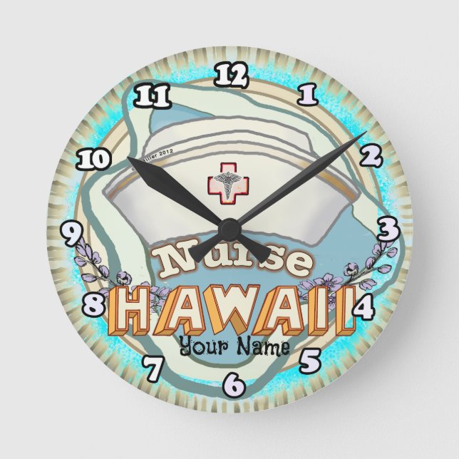 Hawaii Sjuksköterska Rund Klocka (Framsida)