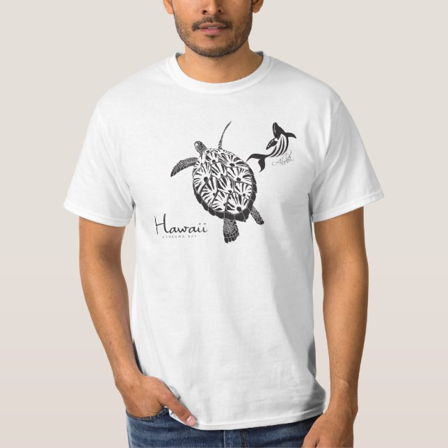 Hawaii sköldpadda och val tee shirt (Framsida)