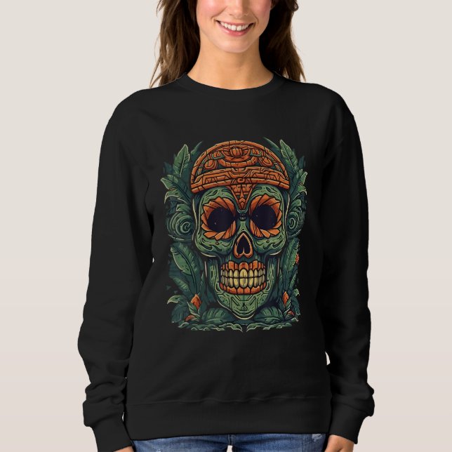 Hawaii Skull Tiki Mask Tropical Hawaiian Men Women T Shirt (Framsida)
