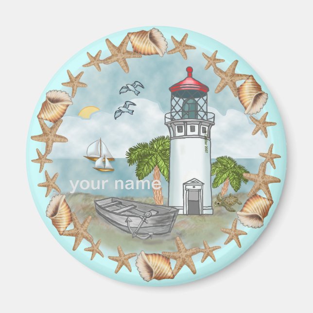 Hawaii Snäckas Lighthouse magnet (Framsidan)