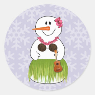 Hawaii Snö Woman Stickers Runt Klistermärke