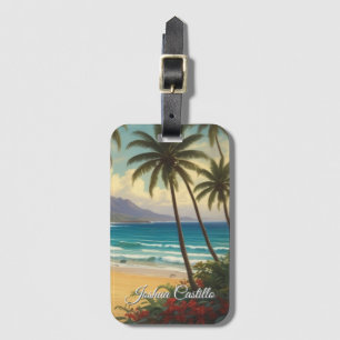 Hawaii Solnedgång Kalligrafi Enkel Professionell N Bagagebricka