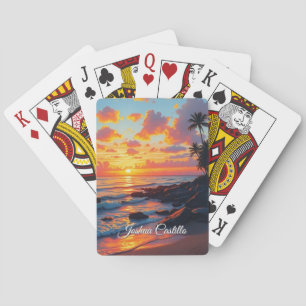Hawaii Solnedgång Kalligrafi Enkel Professionell N Casinokort