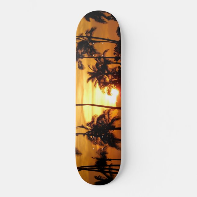 Hawaii solnedgång mini skateboard bräda 18,5 cm (Framsida)