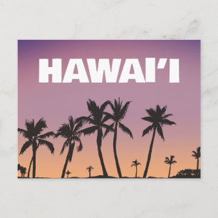 Hawaii Solnedgång Palmträd Gradient Himmel Postkor Vykort