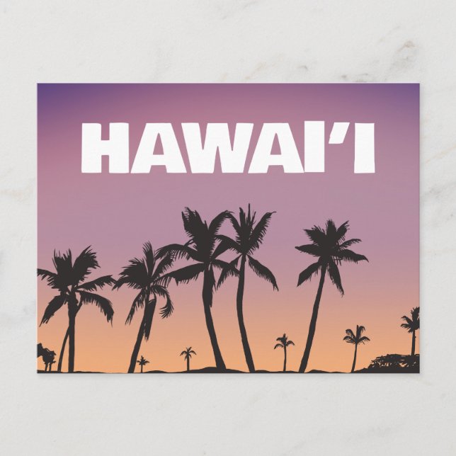 Hawaii Solnedgång Palmträd Gradient Himmel Postkor Vykort (Framsida)