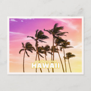 Hawaii Solnedgång Tropisk Palmlängd Hawaii Hälsnin Vykort