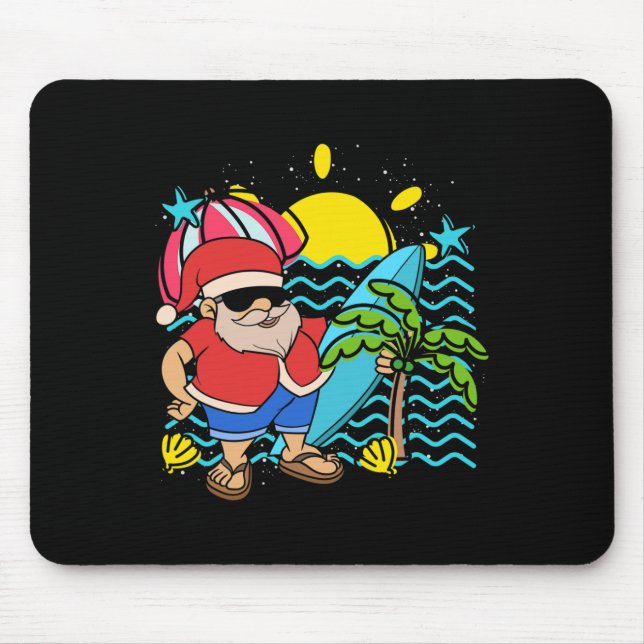 Hawaii Sommar Surfande Tomte Tropisk Jul Musmatta (Framsidan)