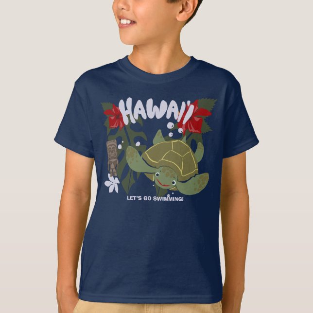 Hawaii Söt Tropisk Havssköldpadda T Shirt (Framsida)