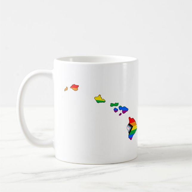 Hawaii Stat Stolt Pride HBTQ Progress Pride Kaffemugg (Vänster)