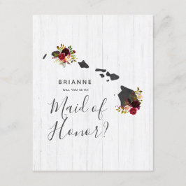 Hawaii State Blommigt blir du min Maid of honor Inbjudningar