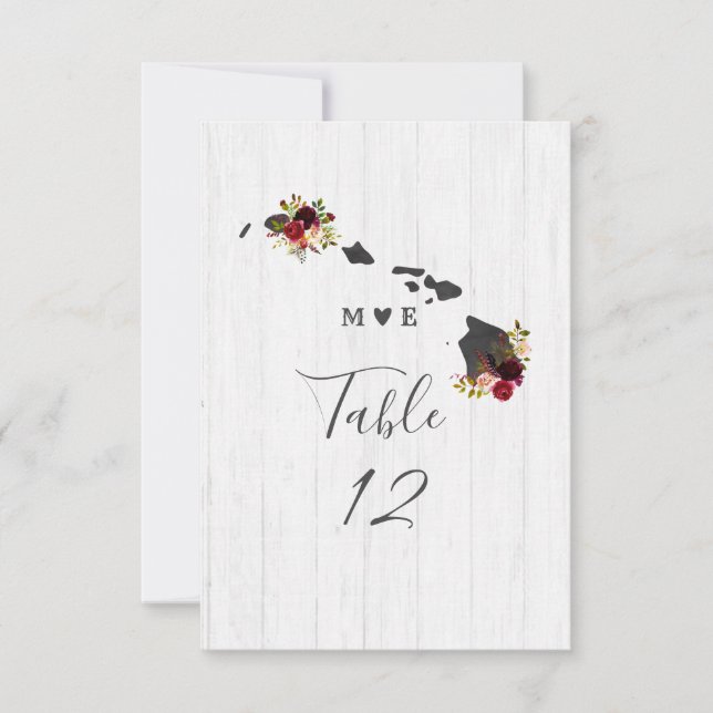 Hawaii State Bröllopsplats Bordnummer Inbjudningar (Framsida)