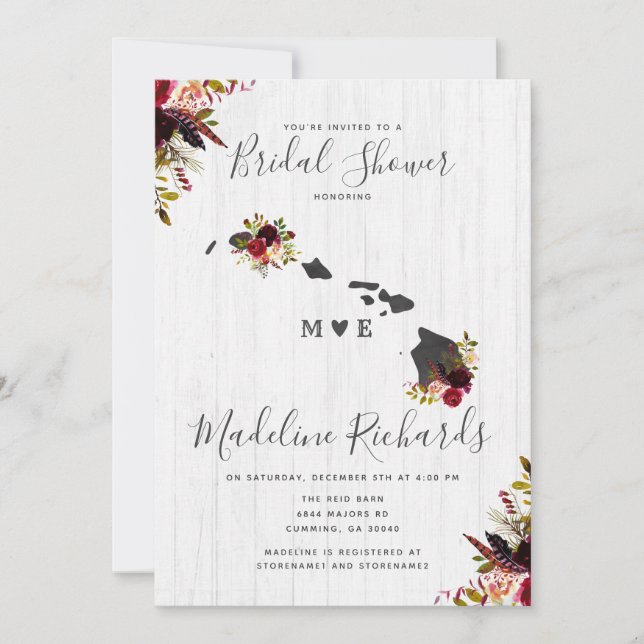 Hawaii State Destination Inbjudningskort för möhip (Framsida)