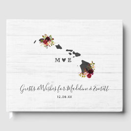 Hawaii State Destination Rustic Bröllop Monogram Gästböcker
