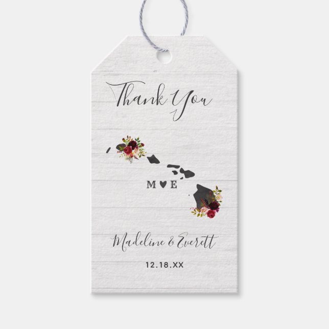 Hawaii State Destination Rustic Bröllop Tack Presentetikett (Framsidan)