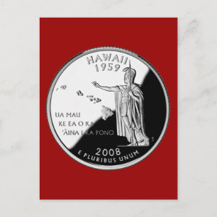 Hawaii State Faux-kvartal Vykort
